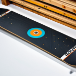 **

"A snowboard with a visible wood core and biaxial fiberglass layering, showcasing the construction. The snowboard is clean and well-maintained. Background is a brightly lit workshop with tools and equipment. Safe for work, appropriate content, fully clothed snowboard, professional product photography, high quality, perfect detail."

**