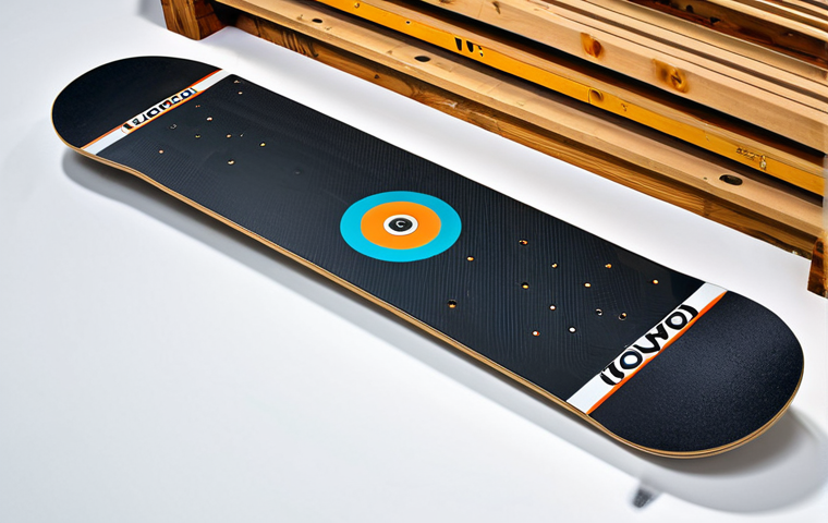 **
"A snowboard with a visible wood core and biaxial fiberglass layering, showcasing the construction. The snowboard is clean and well-maintained. Background is a brightly lit workshop with tools and equipment. Safe for work, appropriate content, fully clothed snowboard, professional product photography, high quality, perfect detail."
**