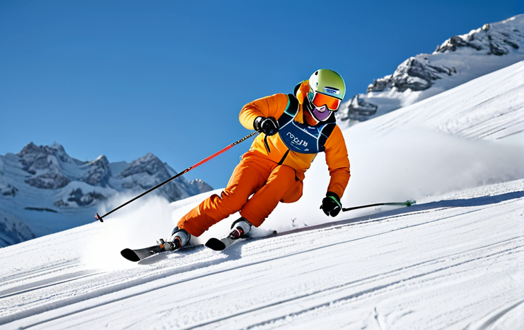 스키 속도 조절 방법 - **Image Prompt:** "A professional skier, fully clothed in a modern ski suit, demonstrating a paralle...