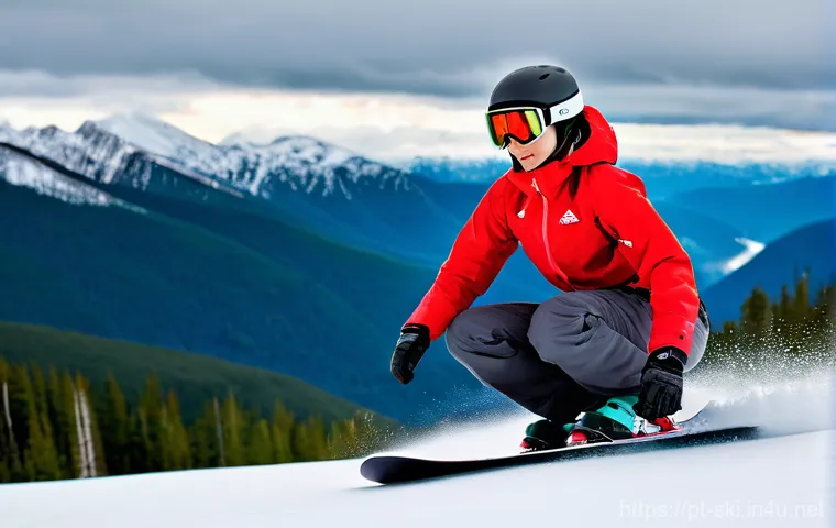 스노우보드 의류 비교 - Image Prompt 1: The Resilient Snowboarder in Action**