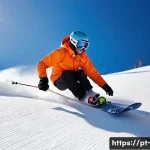 스노우보드 중급자 팁 - **Prompt 1: Graceful Carving on a Sunny Slope**
    "A male snowboarder, dressed in a vibrant blue a...