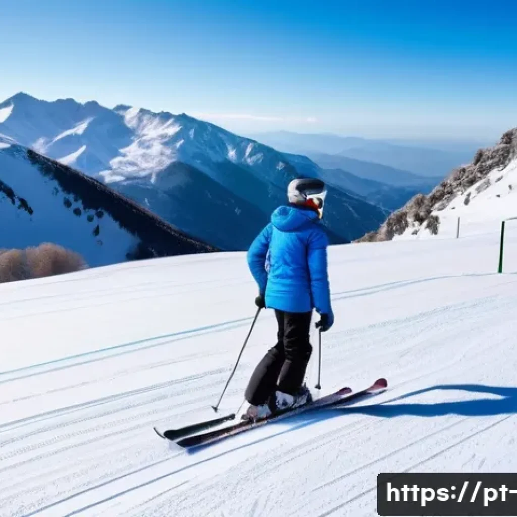 스키 전문가 팁 - A beginner skier on a snowy slope in the Pyrenees mountains of Spain, wearing properly fitted ski bo...