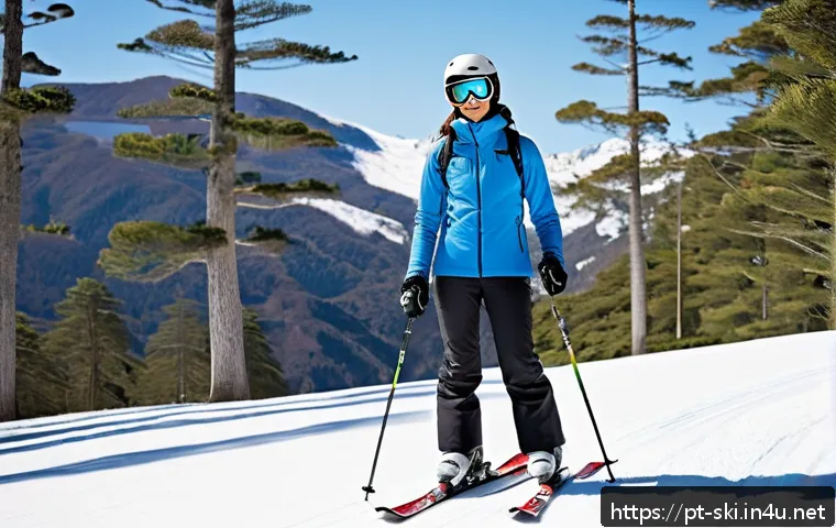 스키 초보를 위한 FAQ - A young adult beginner skier dressed in layered winter clothing including thermal base layers, a fle...