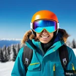 Home 21 스노우보드 헬멧 추천 - A stylish snowboarder wearing a vibrant, modern snowboard helmet with MIPS and Koroyd impact absorpt...