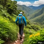 Home 18 스키장 근처 관광지 - A serene springtime forest trail near ski stations in a mountainous region of Brazil, featuring lush...